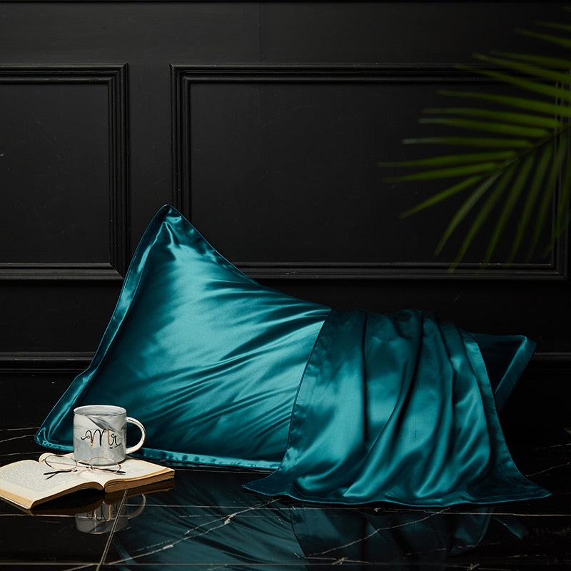 ANYHOUZ Pillowcase 50x90cm Teal Pure Real Silk For Comfortable And Relaxing Home Bed