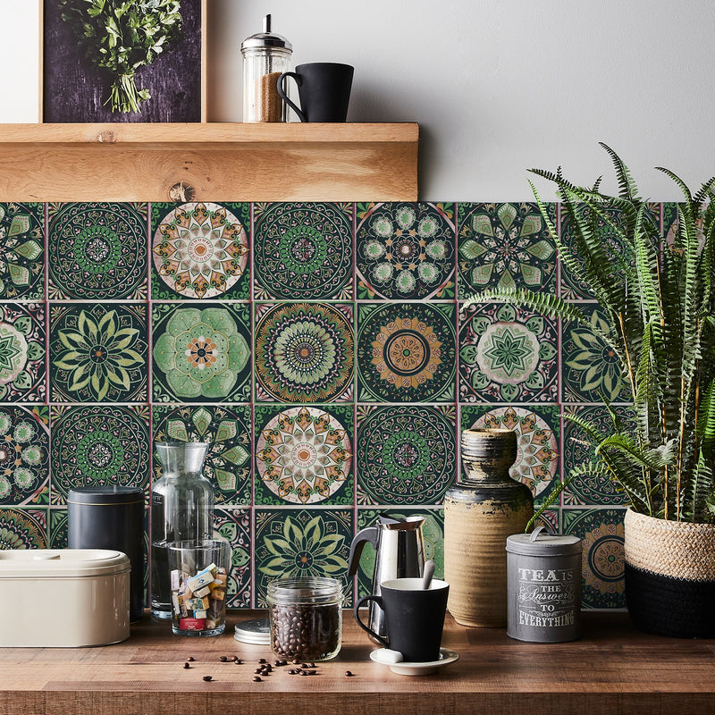 ANYDECO Wallpaper Mix Color 20cmx20cm 24 Pcs Modern Retro Style PVC Tile Stickers Waterproof Self Adhesive Wall Home Decor