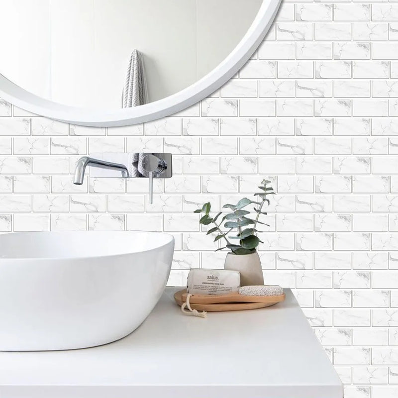 ANYDECO Wallpaper Dark Gray 6 Pcs Waterproof Self Adhesive Removable 3D DIY Modern Marble Tile Wall Sticker Home Decor