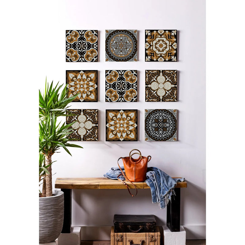 ANYDECO Wallpaper Mix Color 10cmx10cm 24 Pcs Modern Retro Style PVC Tile Stickers Waterproof Self Adhesive Wall Home Decor