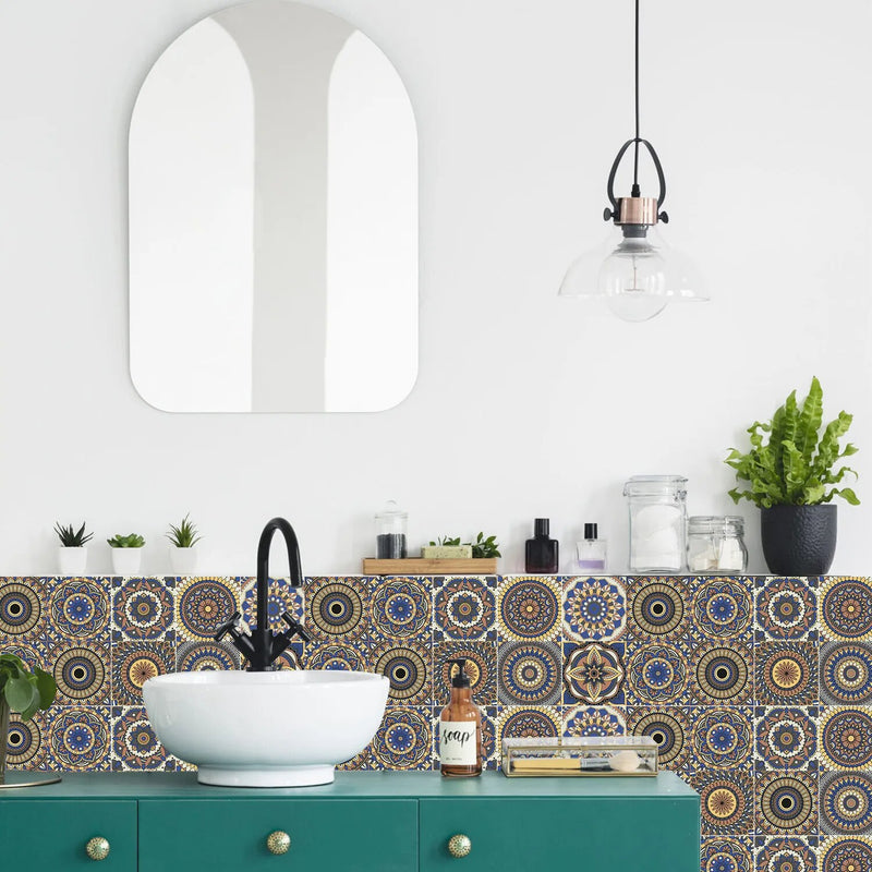 ANYDECO Wallpaper Mix Color 10cmx10cm 24 Pcs Modern Retro Style PVC Tile Stickers Waterproof Self Adhesive Wall Home Decor