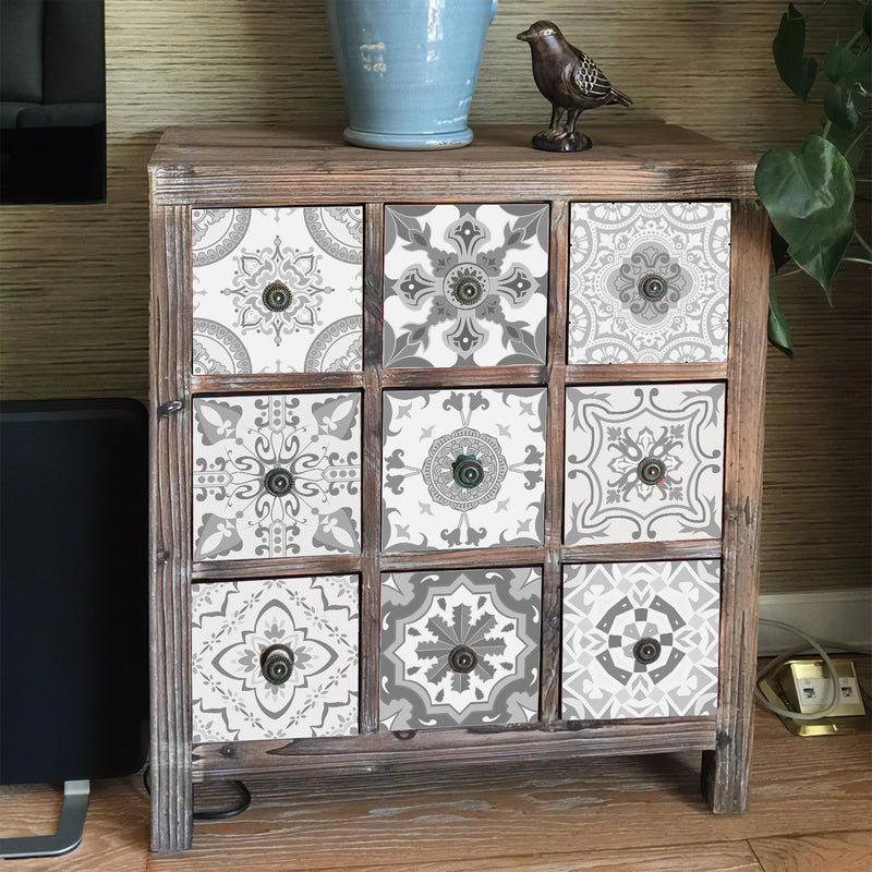 ANYDECO Wallpaper Classic Brown 20cmx20cm 24 Pcs Modern Retro Style PVC Tile Stickers Waterproof Self Adhesive Wall Home Decor