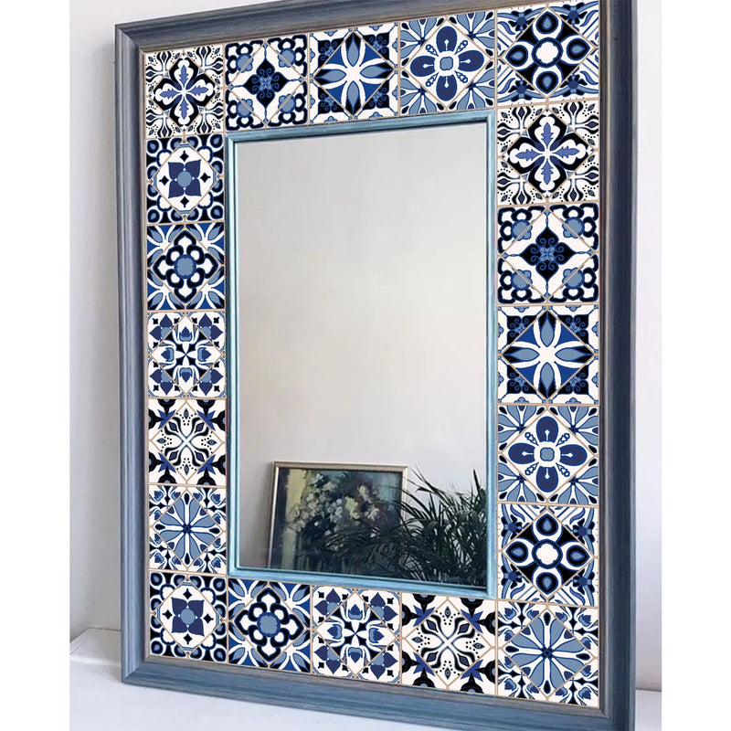 ANYDECO Wallpaper Sky Blue 20cmx20cm 24 Pcs Modern Retro Style PVC Tile Stickers Waterproof Self Adhesive Wall Home Decor