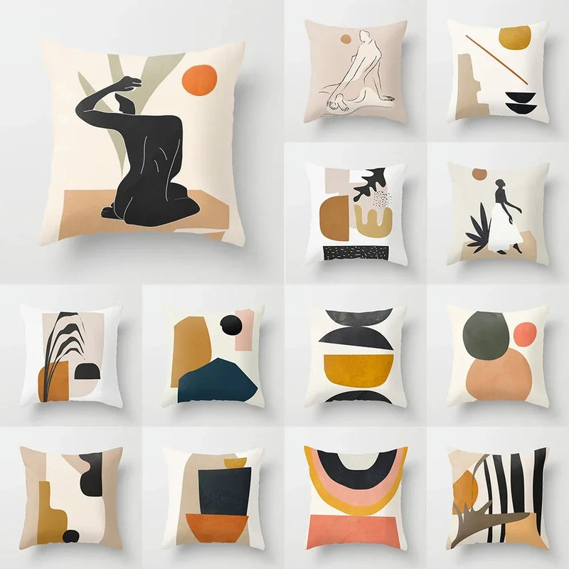 ANYHOUZ Pillowcase White Abstract Semi Circles Cotton Polyester Cushion Cover