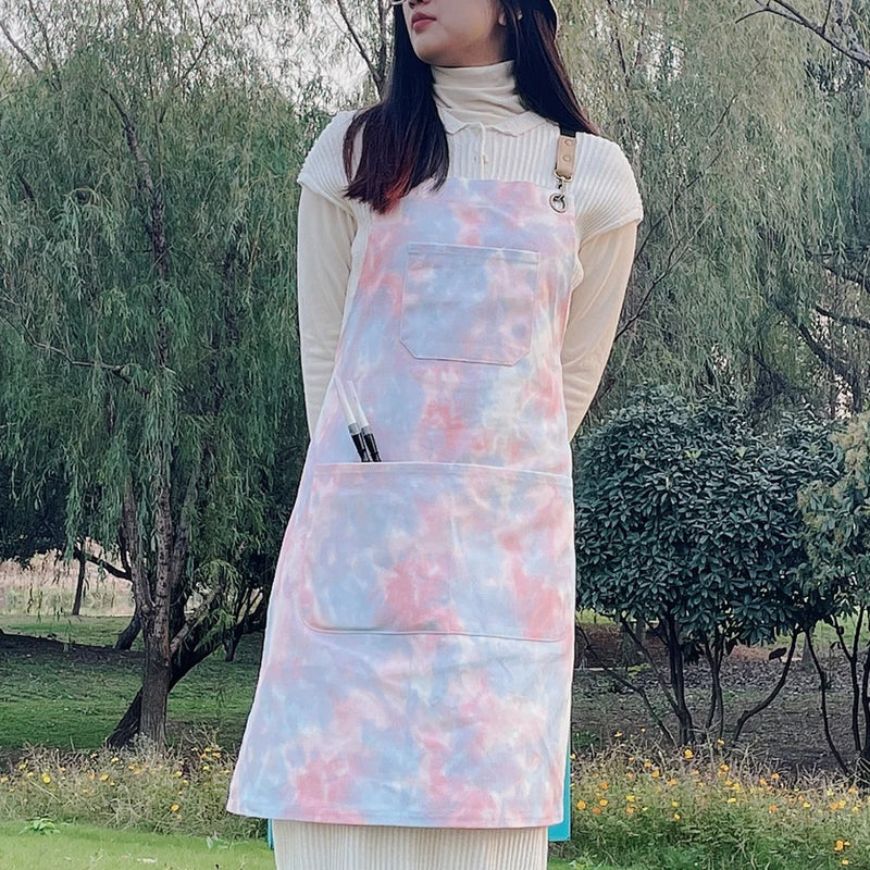 Anypron Purple Dye Cotton Apron – Soft Full-Body Chef Apron with Double Pockets
