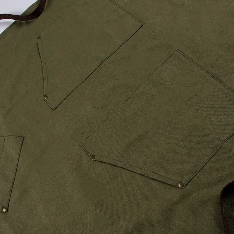 Anypron Green Canvas Apron Soft Double Pocket Full Body for Chef