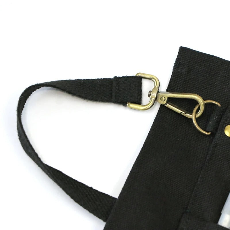 Anypron Black Kitchen Waist Apron with Pockets for Restaurant Staff