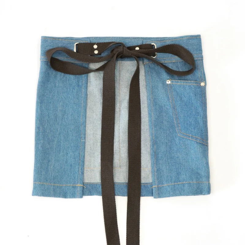 Anypron Blue Denim Waist Apron with Pockets for Chef Waiter Waitress