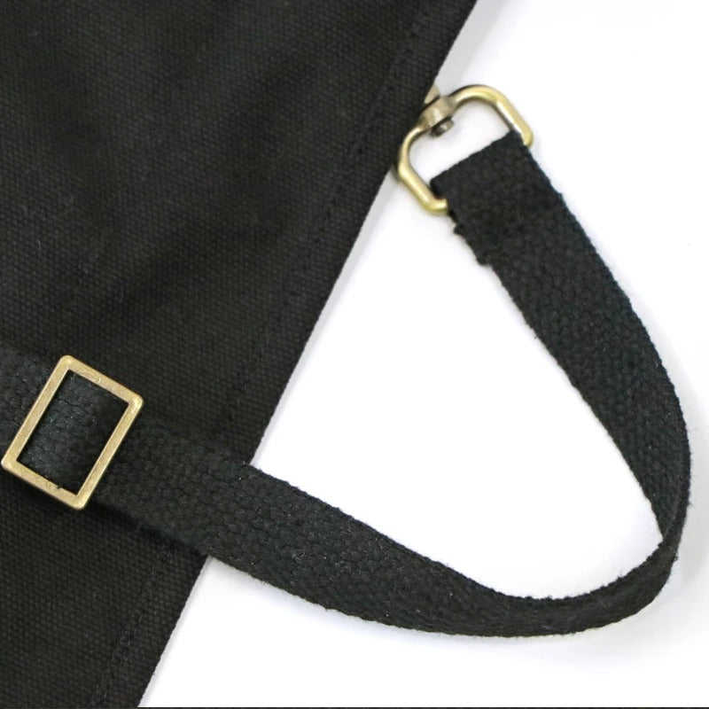 Anypron Black Kitchen Waist Apron with Pockets for Restaurant Staff