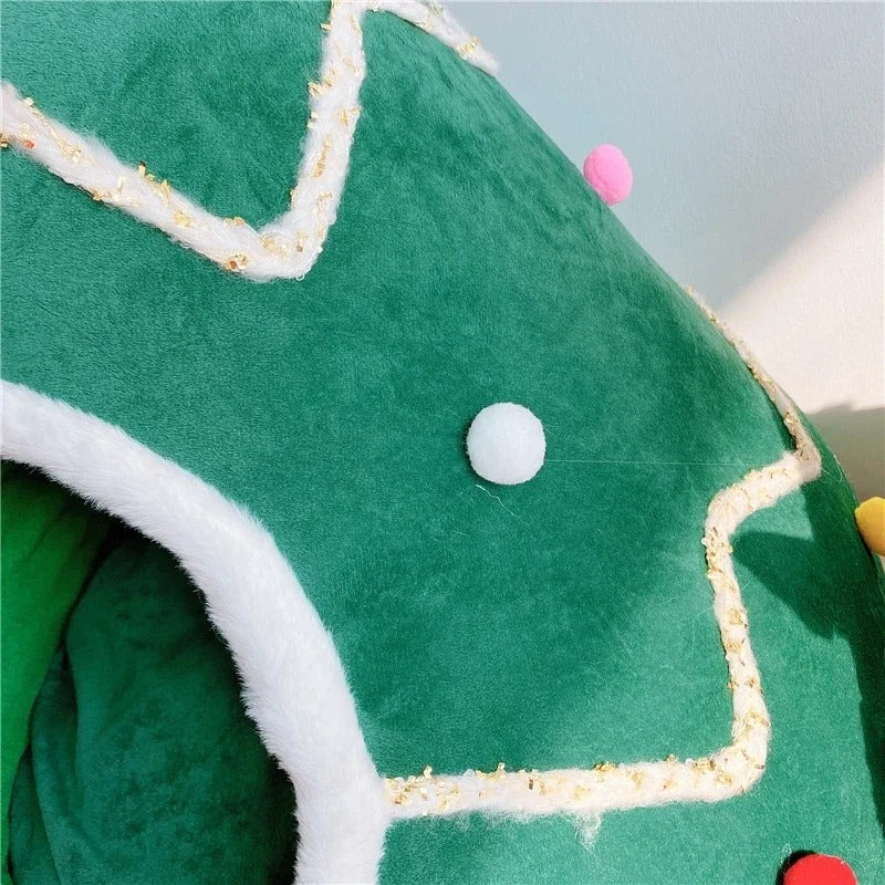 Anypet Christmas Pet Bed – Green with Ribbon Winter Cat Cushion Mat, Soft Cozy Design