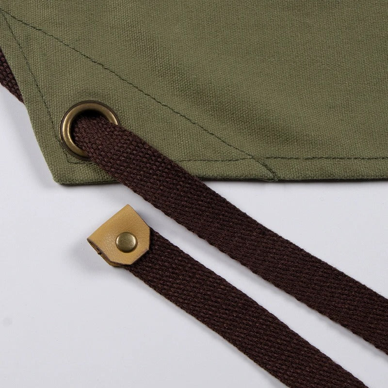 Anypron Green Canvas Apron Soft Double Pocket Full Body for Chef