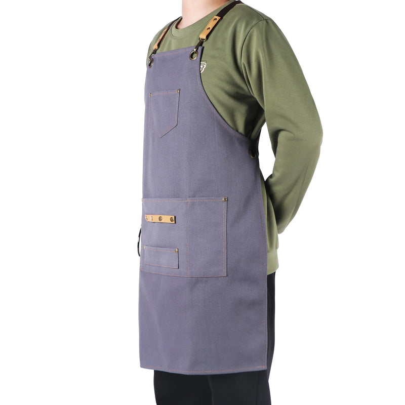 Anypron Brown Canvas Apron Waterproof Oilproof Chef Waiter Workwear