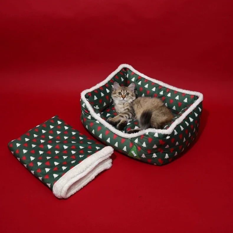 Anypet Christmas Pet Bed – Waterproof Sofa with Soft Cotton & Removable Cushion