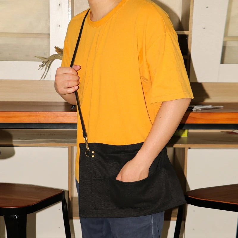 Anypron Tie‑Dye Black Kitchen Apron – Chef & Waiter Workwear with Pockets