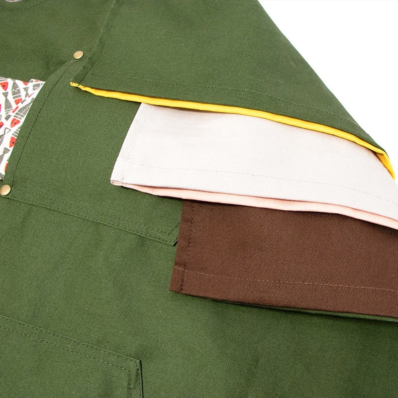 Anypron Unisex Green Brown Chef Apron – Durable Cooking & Café Workwear for Men and Women