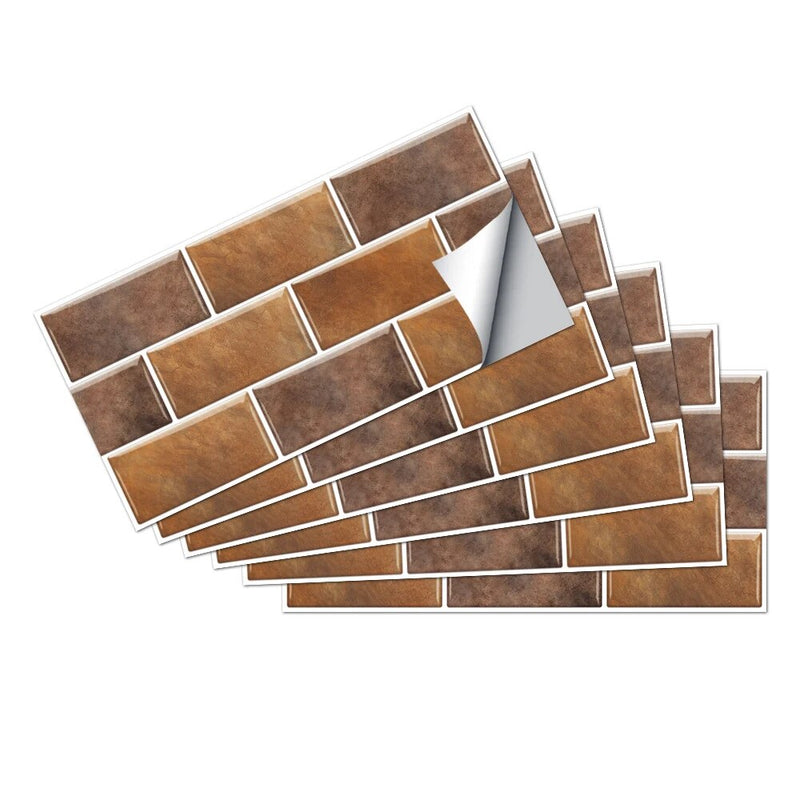 ANYDECO Wallpaper Light Brown 24 Pcs Waterproof Self Adhesive Removable 3D DIY Modern Marble Tile Wall Sticker Home Decor