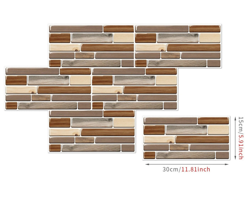 ANYDECO Wallpaper Beige Brown 24 Pcs Waterproof Self Adhesive Removable 3D DIY Modern Marble Tile Wall Sticker Home Decor