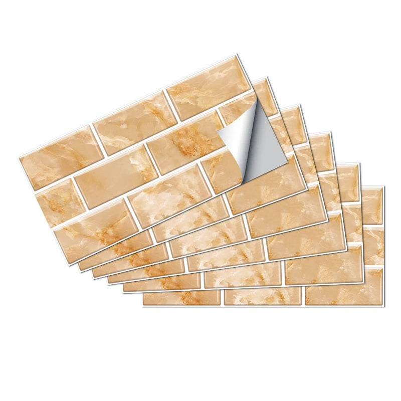 ANYDECO Wallpaper Cream 18 Pcs Waterproof Self Adhesive Removable 3D DIY Modern Marble Tile Wall Sticker Home Decor
