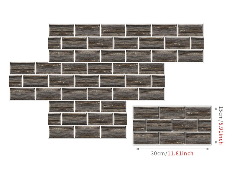 ANYDECO Wallpaper Brown 12 Pcs Waterproof Self Adhesive Removable 3D DIY Modern Marble Tile Wall Sticker Home Decor