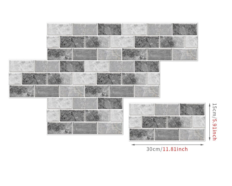 ANYDECO Wallpaper Dark Gray 6 Pcs Waterproof Self Adhesive Removable 3D DIY Modern Marble Tile Wall Sticker Home Decor