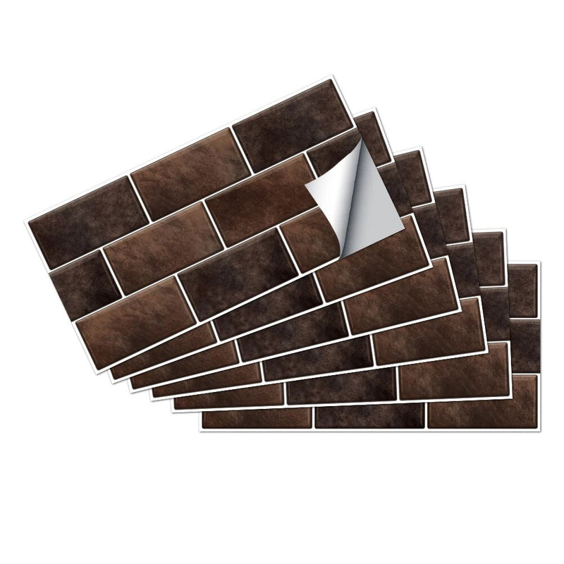 ANYDECO Wallpaper Choco Brown 18 Pcs Waterproof Self Adhesive Removable 3D DIY Modern Marble Tile Wall Sticker Home Decor