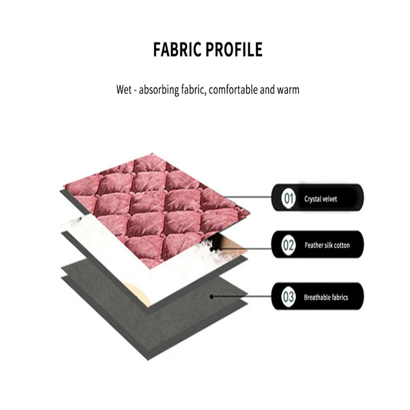 Anycozy Mattress Cover Gray Queen Size Crystal Velvet Thicken Quilted Warm Soft Plush Bed Sheet