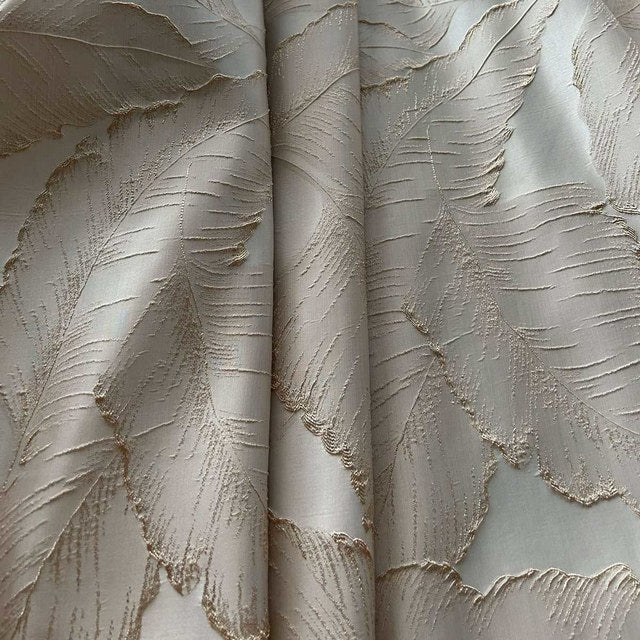 Anydrape Curtain Beige 200cmx250cm 3D Leaves Luxury indo Blackout Home Curtain