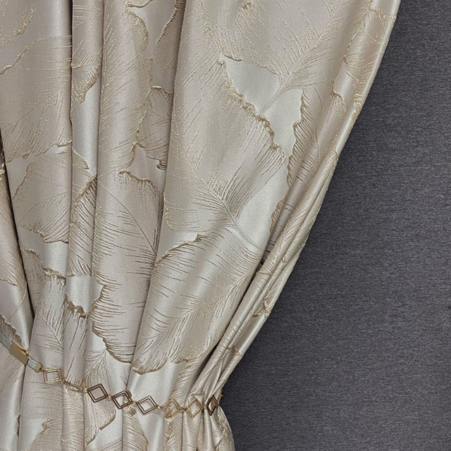 Anydrape Curtain Beige 500cmx250cm 3D Leaves Luxury indo Blackout Home Curtain