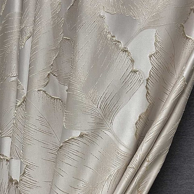 Anydrape Curtain Beige 200cmx250cm 3D Leaves Luxury indo Blackout Home Curtain