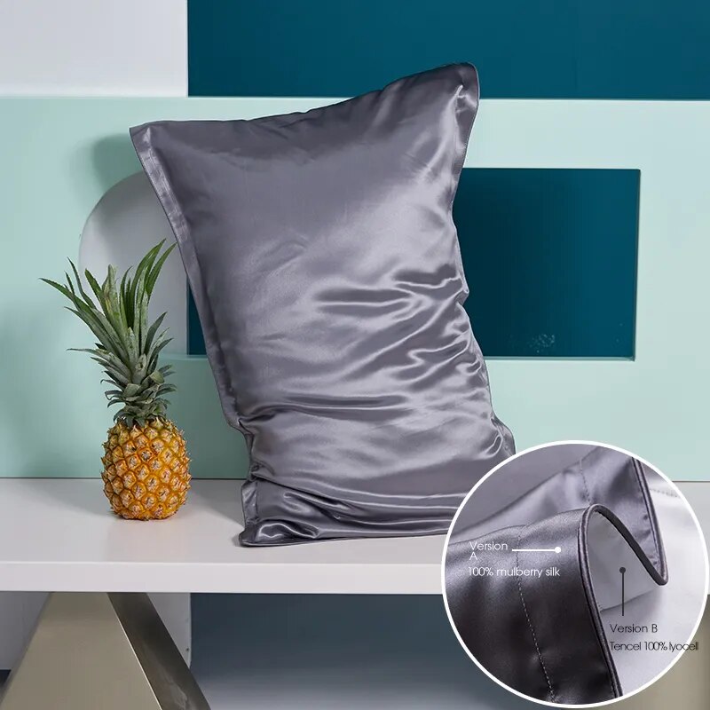 ANYHOUZ Pillowcase 50x90cm Dark Gray Pure Real Silk For Comfortable And Relaxing Home Bed