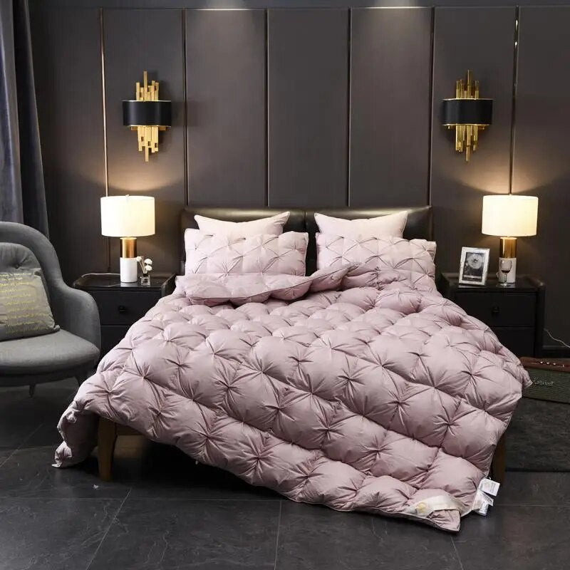 ANYHOUZ Duvet Cover Old Rose Luxury Breathable Puffer Bed Comforter