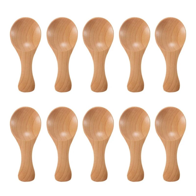 Anygleam Natural Wood 10 pcs Wooden Kitchen Spoon Kitchen Tableware