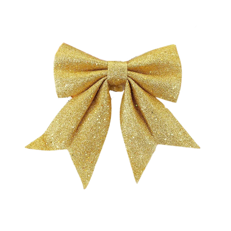 ANYDECO Christmas Bow Gold Glitter Hanging Decorative Ornaments