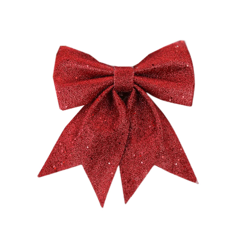 ANYDECO Christmas Bow Wine Red Glitter Hanging Decorative Ornaments