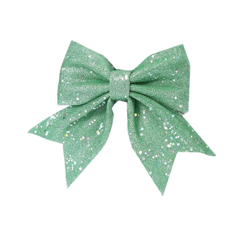 ANYDECO Christmas Bow Green Glitter Hanging Decorative Ornaments