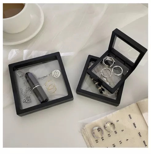 Anyvogue Jewelry Box Black Transparent Display Case for Pendant Necklace Bracelet Ring
