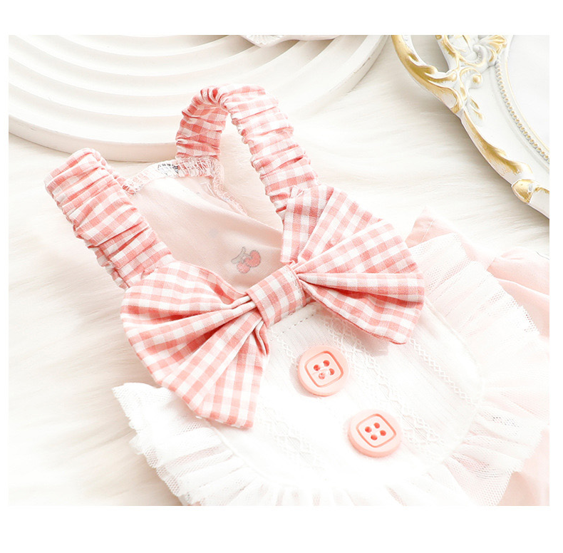 Anypet Princess Dog Dress – Pink Cosplay Outfit with Big Buttons and Tassel Print for Special Occasions
