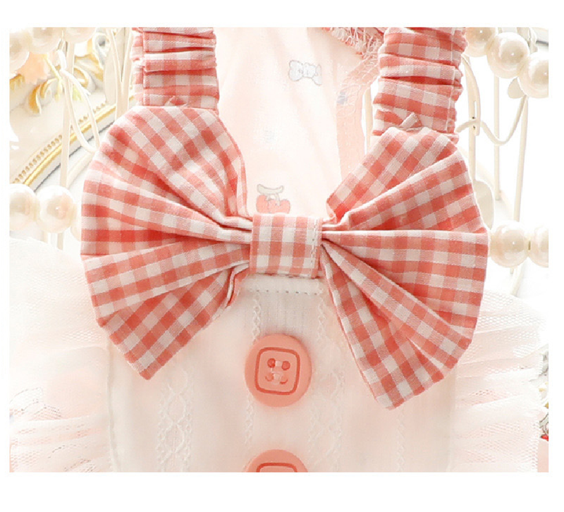 Anypet Princess Dog Dress – Pink Cosplay Outfit with Big Buttons and Tassel Print for Special Occasions