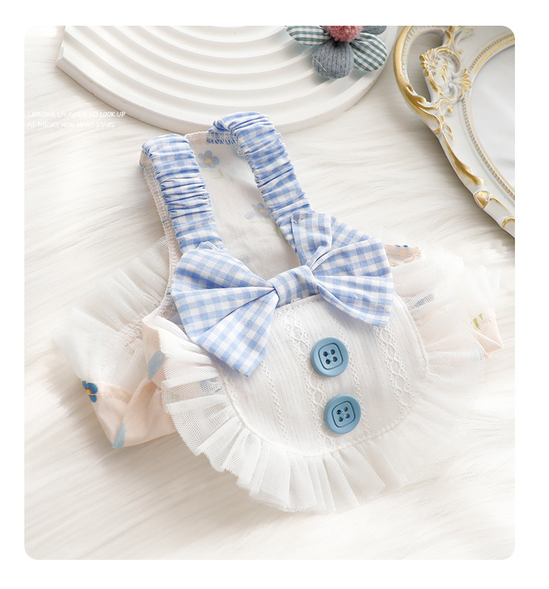 Anypet Princess Dog Dress – Blue Cosplay Outfit with Big Buttons and Tassel Print for Special Occasions