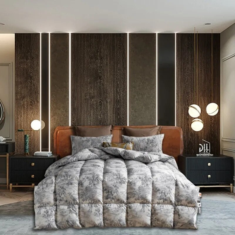 ANYHOUZ Duvet Cover Grey Cloudy Fluffy Puffer Bed Comforter 220X240cm