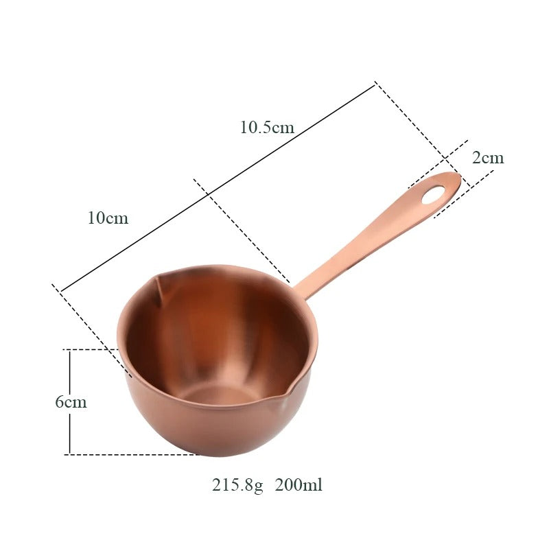 Anygleam Cookware Pouring Pots 2pcs Rose Gold Mini Sauce Heating Stainless Steel Kitchen Chocolate Pot Butter Milk Drip Pot Small With Handle
