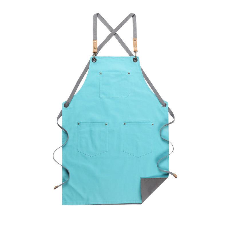 Anypron Blue Grey Cooking Apron for Men Women Chef Cafe Workwear