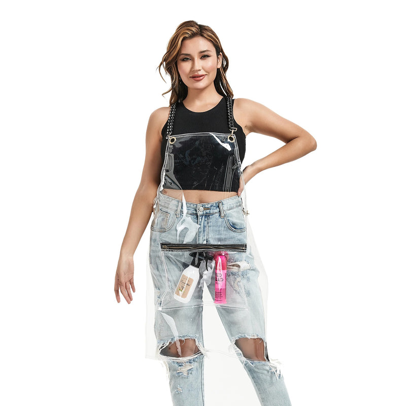 Anypron Transparent Barber Apron Waterproof Cross-Back 3 Pockets Stylists