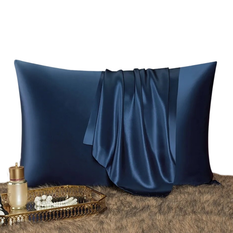 ANYHOUZ Pillowcase 51x66cm Dark Blue Natural Mulberry Silk For Comfortable And Relaxing Home Bed