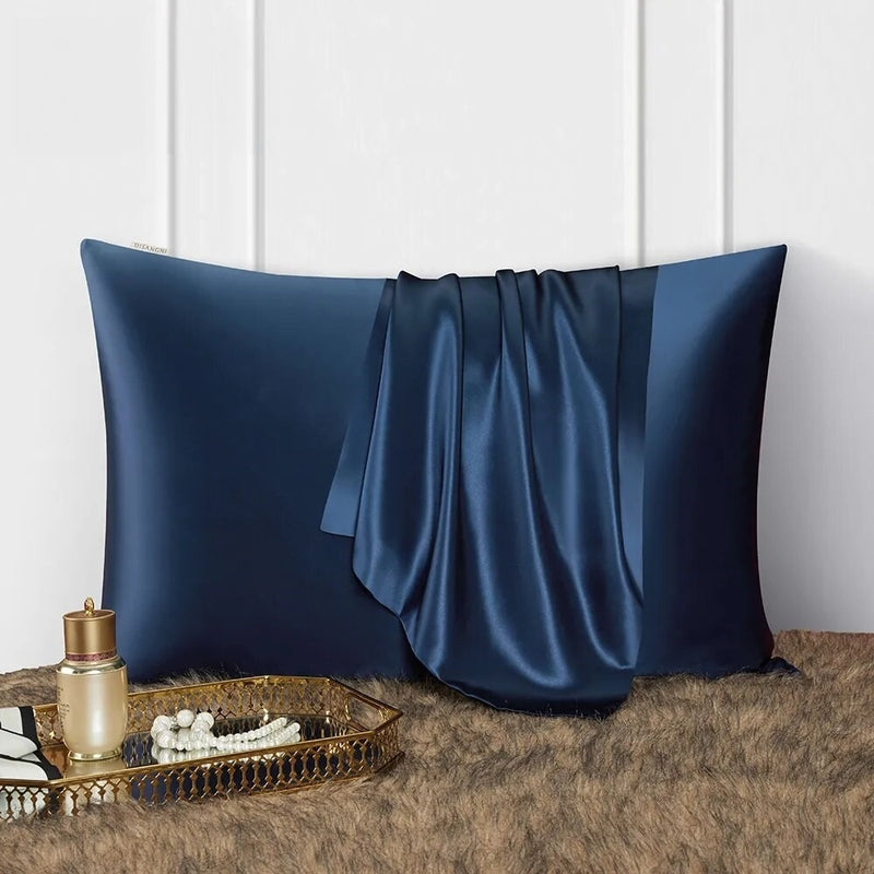 ANYHOUZ Pillowcase 50x90cm Dark Blue Natural Mulberry Silk For Comfortable And Relaxing Home Bed