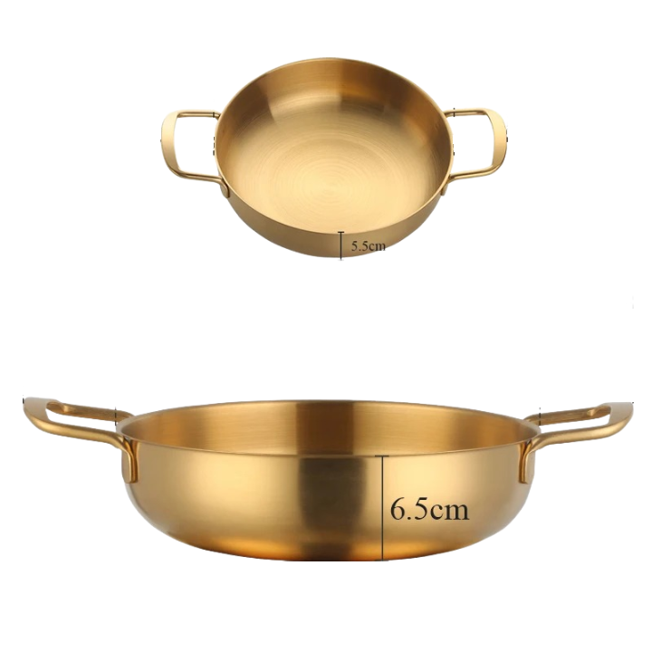 Anygleam Stock Pot 2pcs Gold-S-L Stainless Steel HotPot Without Lid Single-Layer Cooking Soup Noodle Sea Food Home Kitchen Restaurant Tools