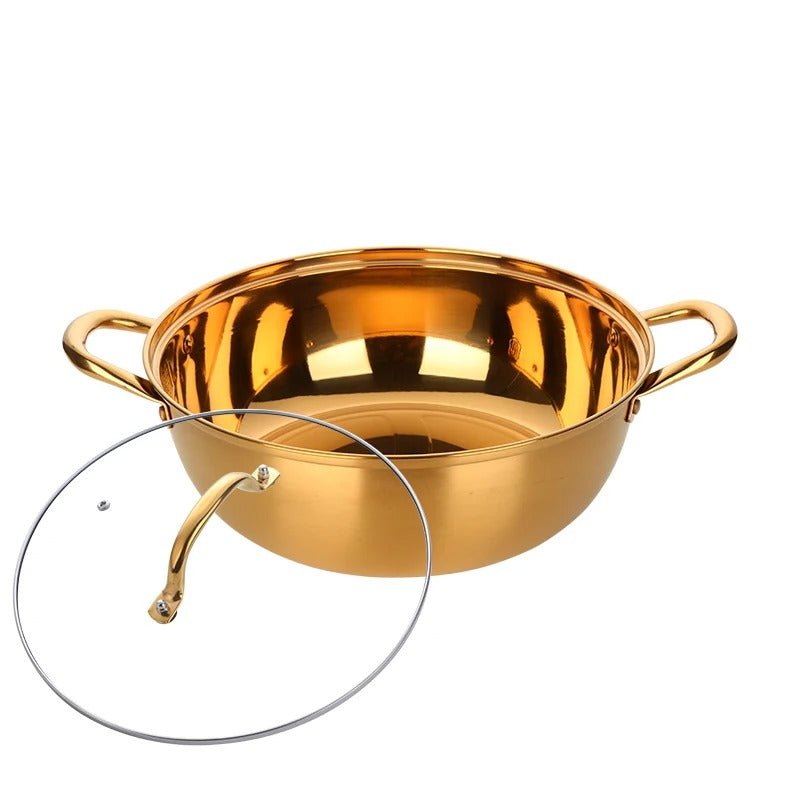 ANYGLEAM Stock Pot Gold Stainless Steel Home Restaurant Cooking Tool Single-Layer Compatible Soup Kitchen Utensils