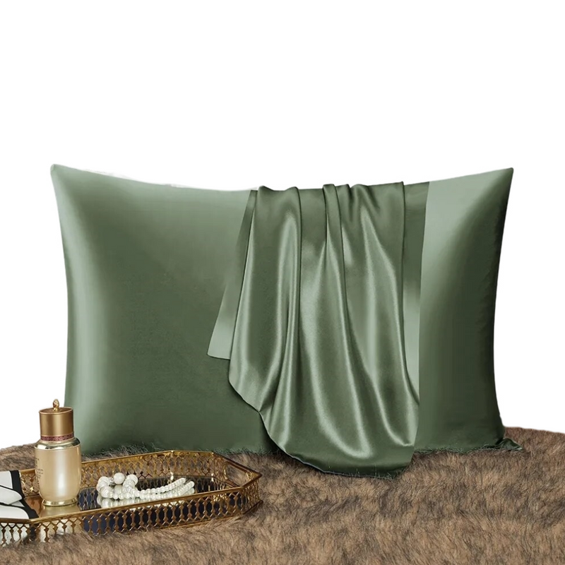 ANYHOUZ Pillowcase 51x66cm Green Natural Mulberry Silk For Comfortable And Relaxing Home Bed