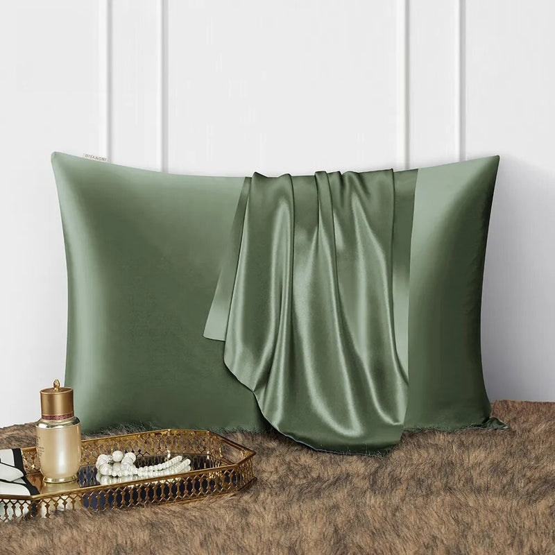 ANYHOUZ Pillowcase 50x75cm Green Natural Mulberry Silk For Comfortable And Relaxing Home Bed