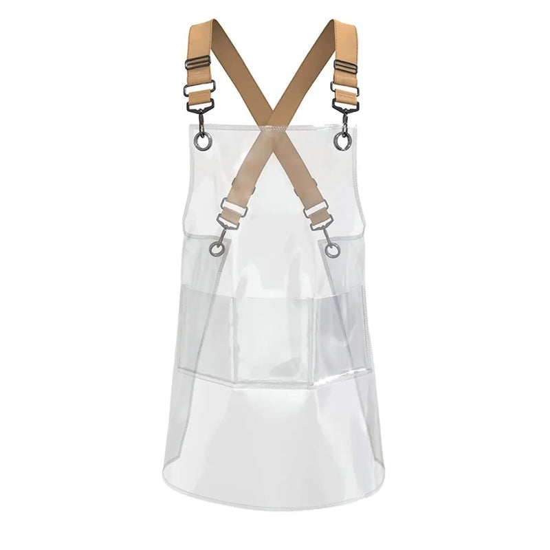 Anypron Khaki Ribbon Waterproof TPU Apron Oilproof for Barber Salon